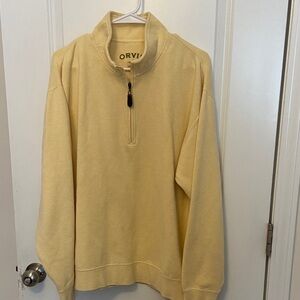 Orvis Men's Light Yellow Zip-Up Sweater Size Mediun